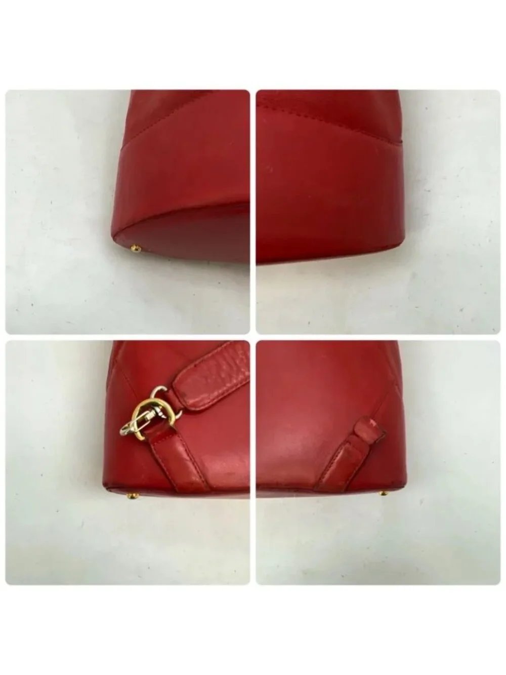 Loewe Shoulder Bag Anagram Leather Red Backpack Travel - Picture 6 of 15